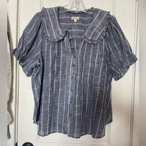 Pilcro Blue Striped Womens Top size L.